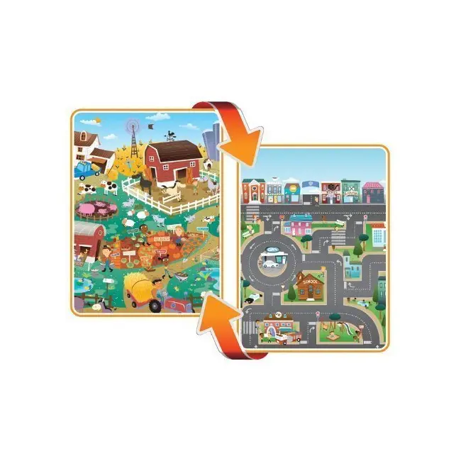 Covoras de joaca cu doua fete pentru copii prince lionheart city / farm tna7711.2