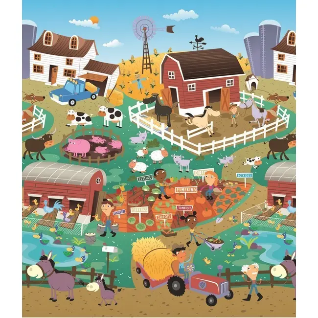 Covoras de joaca cu doua fete pentru copii prince lionheart city / farm tna7711.2