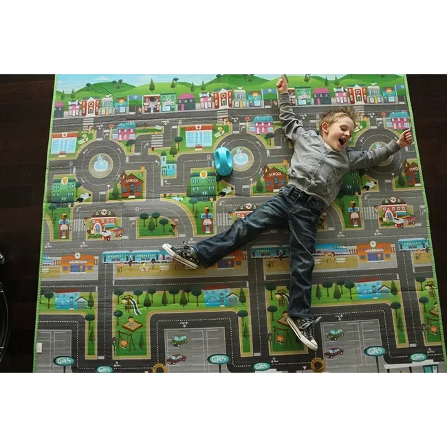 Covoras de joaca cu doua fete pentru copii prince lionheart city / farm tna7711.2