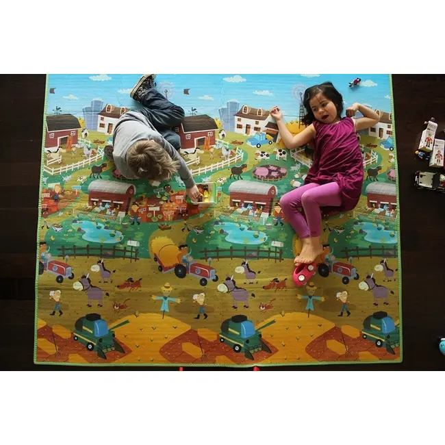 Covoras de joaca cu doua fete pentru copii prince lionheart city / farm tna7711.2