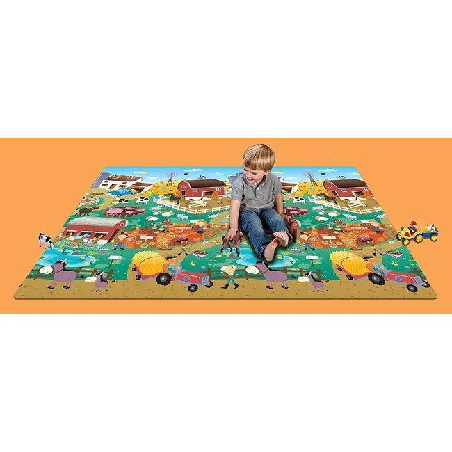 Covoras de joaca cu doua fete pentru copii prince lionheart city / farm tna7711.2