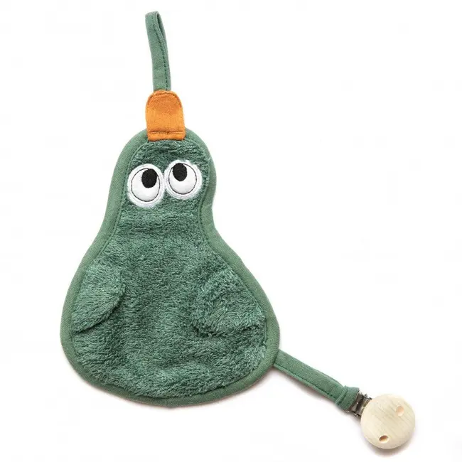 Textil din bambus pentru dentitie cu agatatoare suzeta din lemn para aspen green tnatm-tutee-530