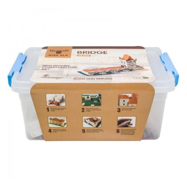 Kit constructie caramizi Wise Elk Pod cu Turn 1140 piese reutilizabile - SOLWS7033