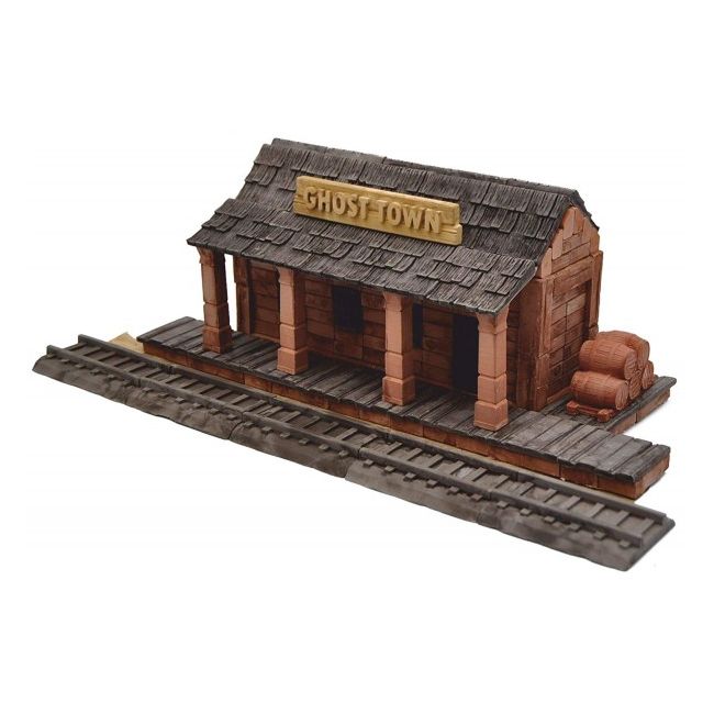 Kit constructie caramizi Wise Elk Statie tren din Orasul Fantomelor 320 piese reutilizabile - SOLWS7053