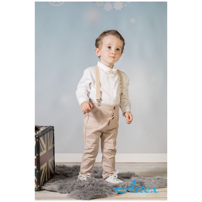 Set complet cu pantalonasi cu bretele (Marime Disponibila: 9-12 luni (Marimea 20 incaltaminte)) Art-SetSuspenders