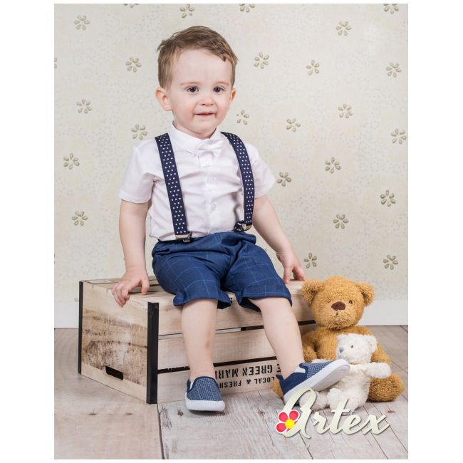 Set complet cu pantalonasi scurti cu bretele - Art-SetNavy.0-1 luni