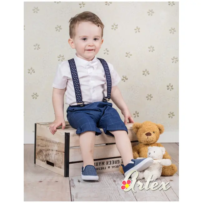 Set complet cu pantalonasi scurti cu bretele - Art-SetNavy.0-1 luni