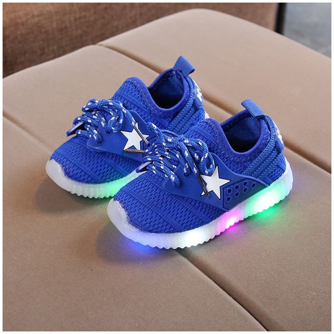 Adidasi albastri cu steluta alba si luminite (Marime Disponibila: Marimea 21) MB328-2-c