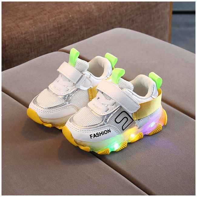 Adidasi albi cu galben cu luminite (Marime Disponibila: Marimea 22) MB911-1- c