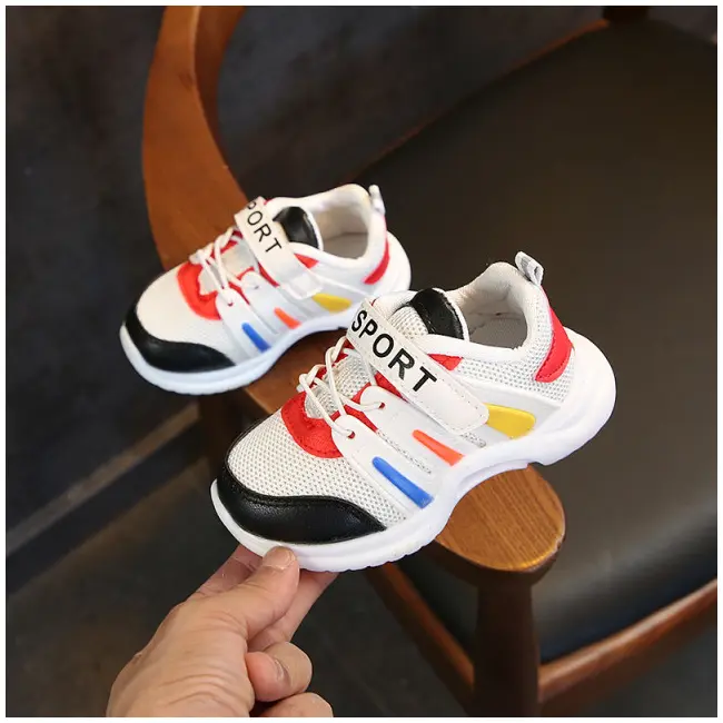 Adidasi albi cu insertii multicolore - MBK888H-1.Marimea 22