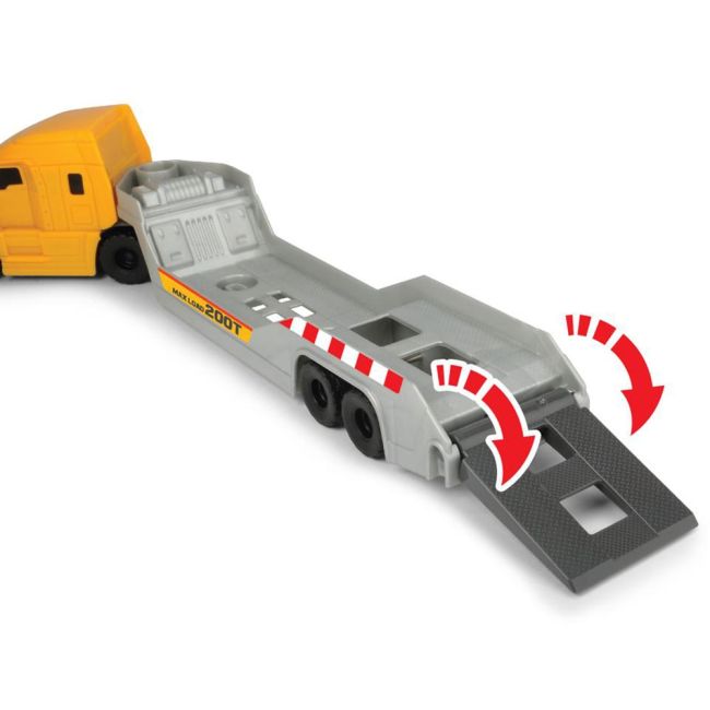 Camion dickie toys mack volvo micro builder cu remorca, buldozer si camion basculant hubs203725005