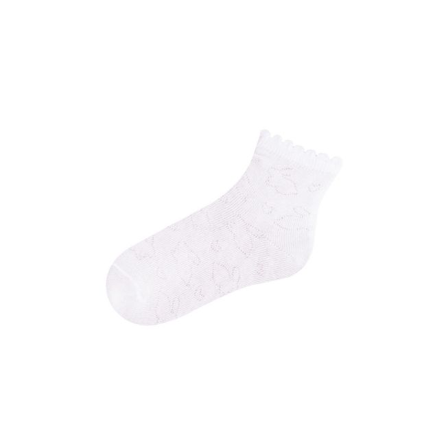 Ciorapei albi subtiri pentru fetite cu model in tesatura SKL-06/Bia-s1.Marimea 28