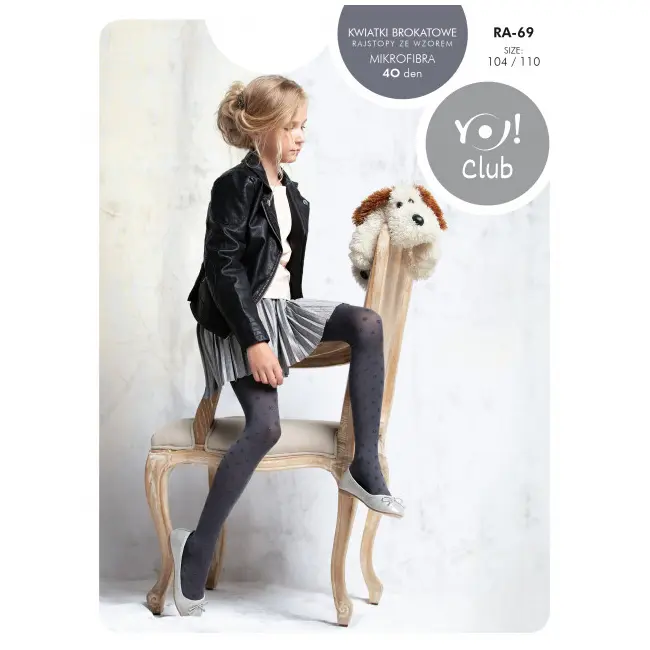 Dres microfibra 40 den cu floricele sclipitoare RA-69