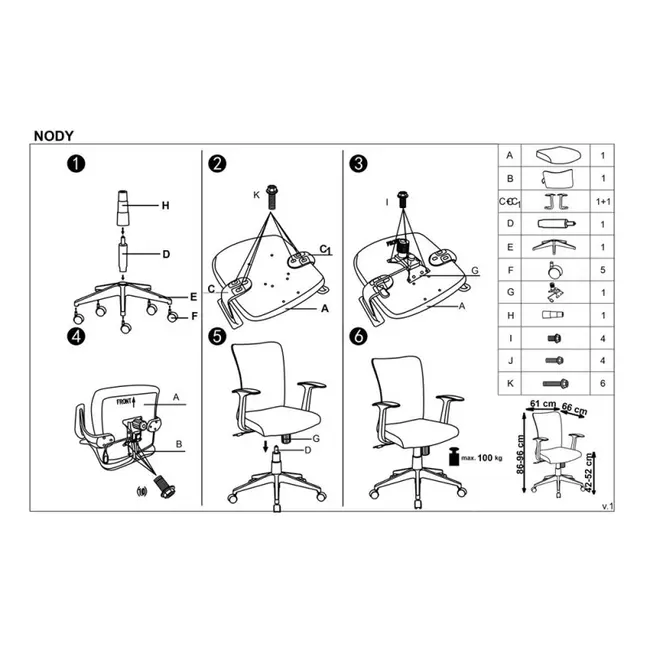Scaun birou copii hm nody, mecanism de balans, cu brate, tapiterie stofa, roti pivotante, cadru polipropilena, 100 kg, bej drm8791