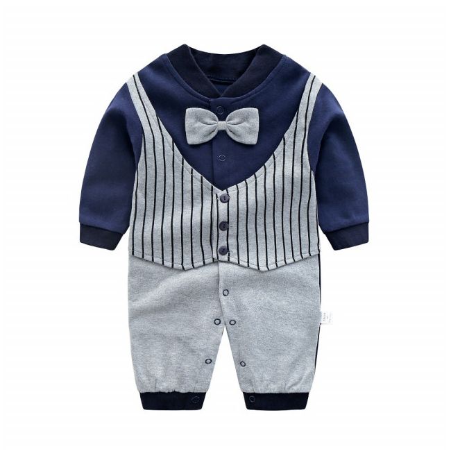 Salopeta bebe cu vestuta aplicata si papion MBkw04-5-DE.6-9 luni (Marimea 19 incaltaminte)