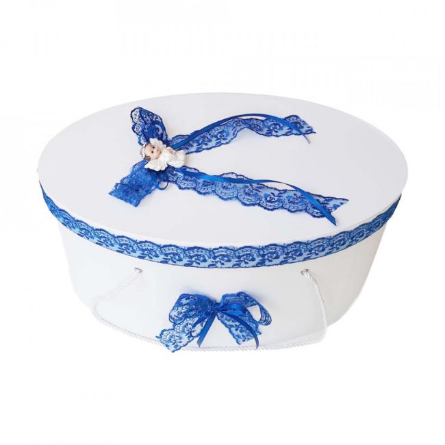 Cutie trusou botez dantela albastra si ingeras pentru baiat Denikos® 382 NKO1939