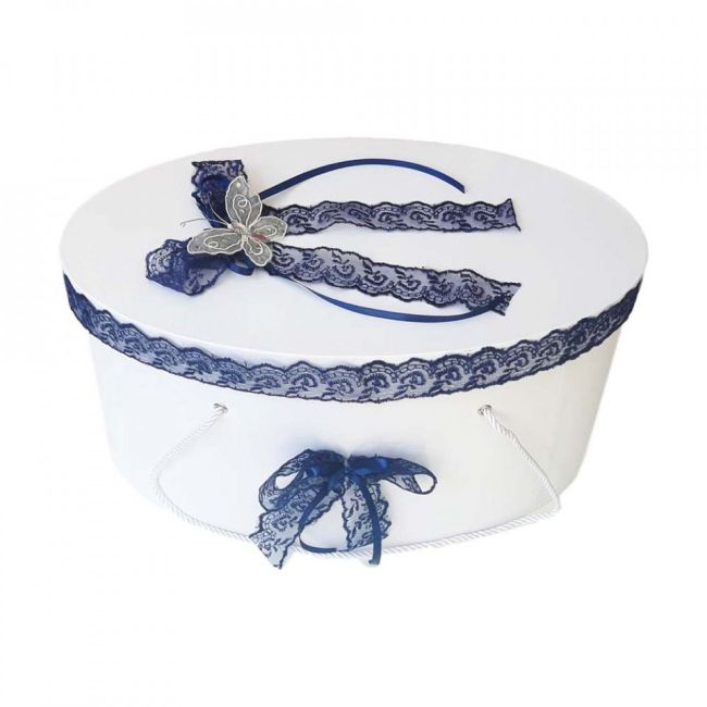 Cutie trusou botez dantela bleumarin si fluturas pentru baiat Denikos® 380 NKO1937