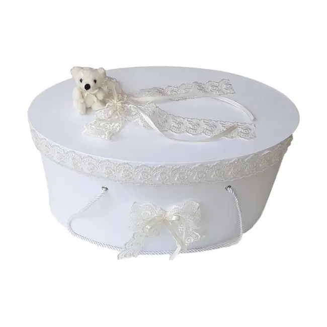 Cutie trusou botez dantela crem / ivoire si ursulet Unisex Denikos® 397 NKO1954