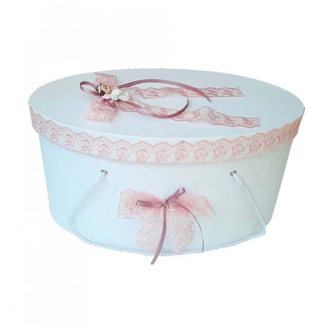 Cutie trusou botez dantela dusty rose si ingeras pentru fete Denikos® 390 NKO1947
