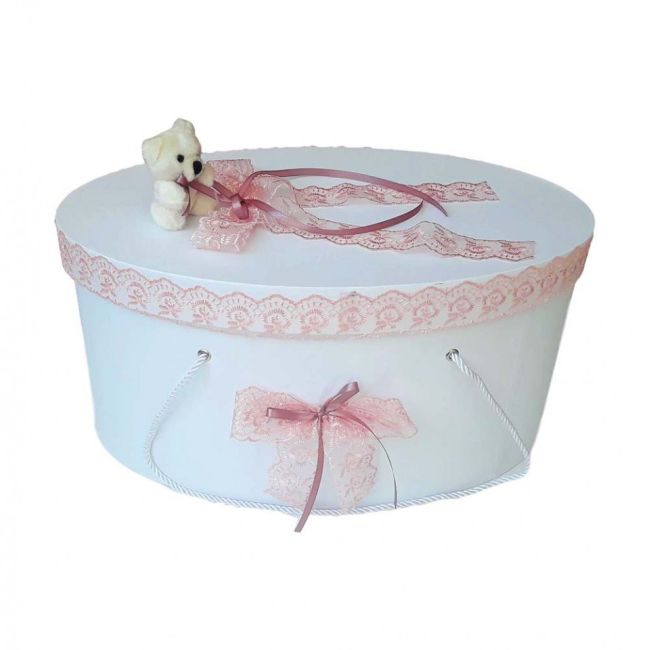 Cutie trusou botez dantela dusty rose si ursulet fetita Denikos® 400 NKO1957