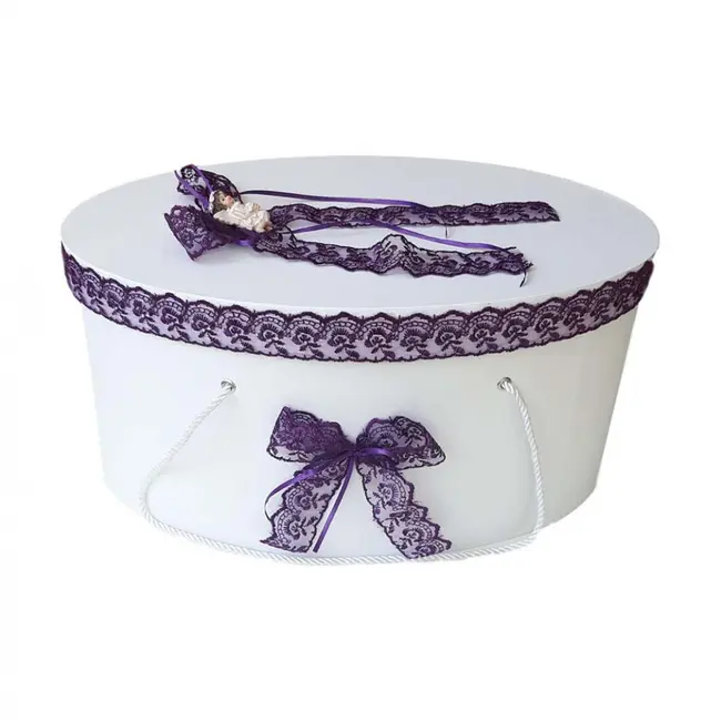 Cutie trusou botez Fata cu dantela mov si ingeras Denikos&reg; 388 NKO1945