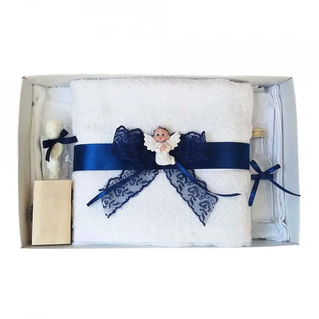 Trusou de botez pentru Baietel cu dantela bleumarin si ingeras Denikos&reg; 426 NKO1983