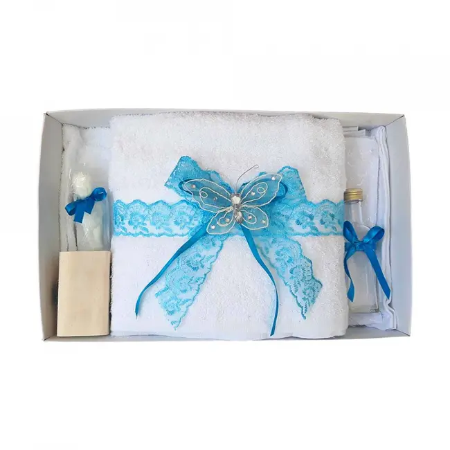 Trusou pentru botez cu dantela turcoaz si fluturas Denikos&reg; 422 pentru Baietel NKO1979