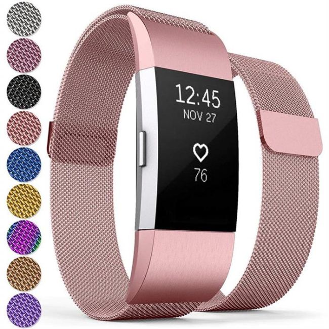 Curea Metal Ceas Proworks Fitbit Charge 2 Milanese Rose Pink - VG85669
