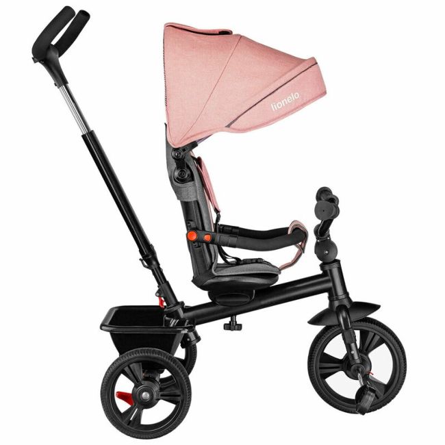 Lionelo - Tricicleta Haari Bubblegum Suport picioare, Control al directiei, Scaun reversibil, Rotire 360 grade, Pliabila, Roz BYNLO-HAARI_BUBBLEGUM