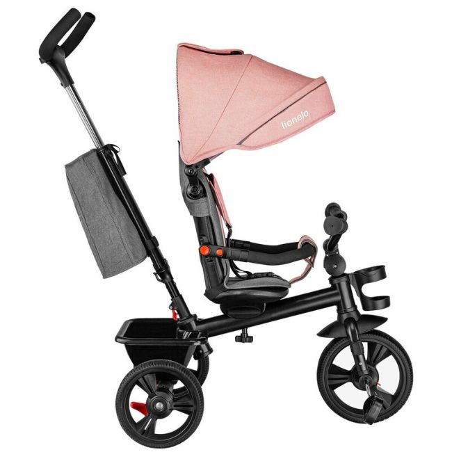 Lionelo - Tricicleta Haari Bubblegum Suport picioare, Control al directiei, Scaun reversibil, Rotire 360 grade, Pliabila, Roz BYNLO-HAARI_BUBBLEGUM