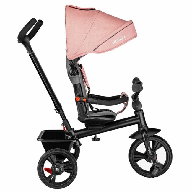 Lionelo - Tricicleta Haari Bubblegum Suport picioare, Control al directiei, Scaun reversibil, Rotire 360 grade, Pliabila, Roz BYNLO-HAARI_BUBBLEGUM