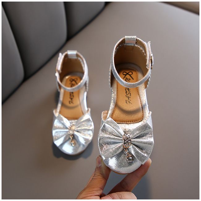 Pantofi eleganti argintii cu fundita - MD202088-3.Marimea 24