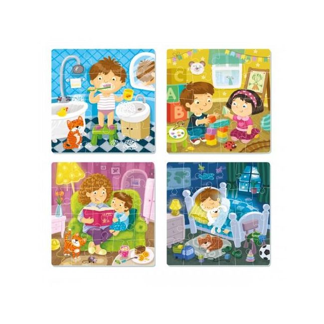 Puzzle 4 in 1 - activitatile zilnice (12, 16, 20, 24 piese)