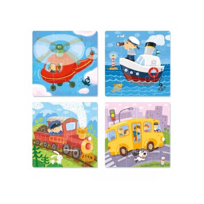 Puzzle 4 in 1 - vehicule (12, 16, 20, 24 piese)