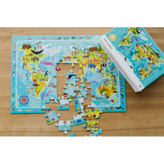 Puzzle - harta animalelor lumii (80 piese)
