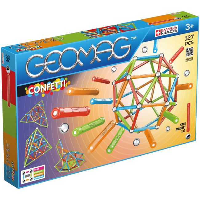 Set de constructie magnetic Geomag, Confetti, 127 piese - 4AKGEOM-354
