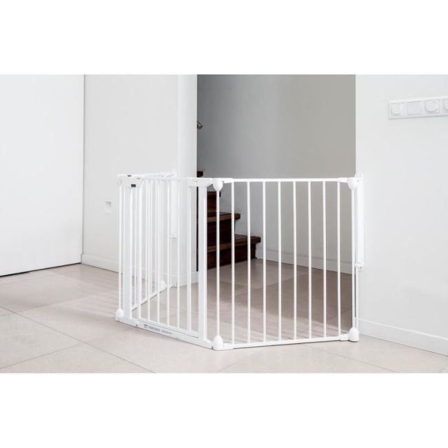 Tarc de siguranta modular cu 5 panouri, metal alb, Noma, N94047