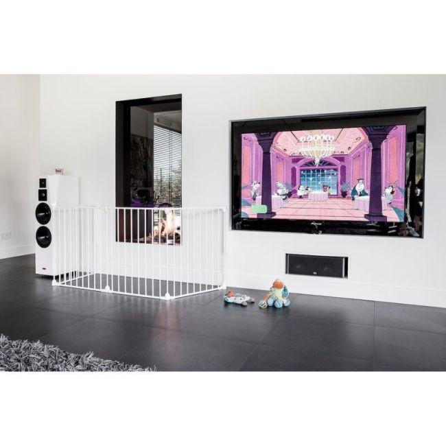 Tarc de siguranta modular cu 5 panouri, metal alb, Noma, N94047