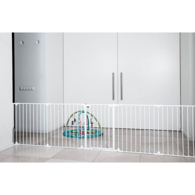 Tarc de siguranta modular cu 5 panouri, metal alb, Noma, N94047