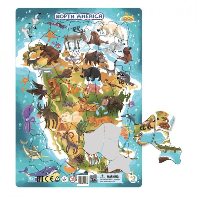 Puzzle cu rama - america de nord (53 piese)