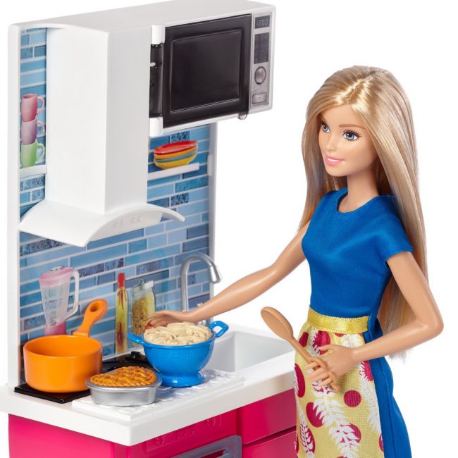BARBIE SET BUCATARIE CU ACCESORII SI PAPUSA VIVMTDVX51_DVX54