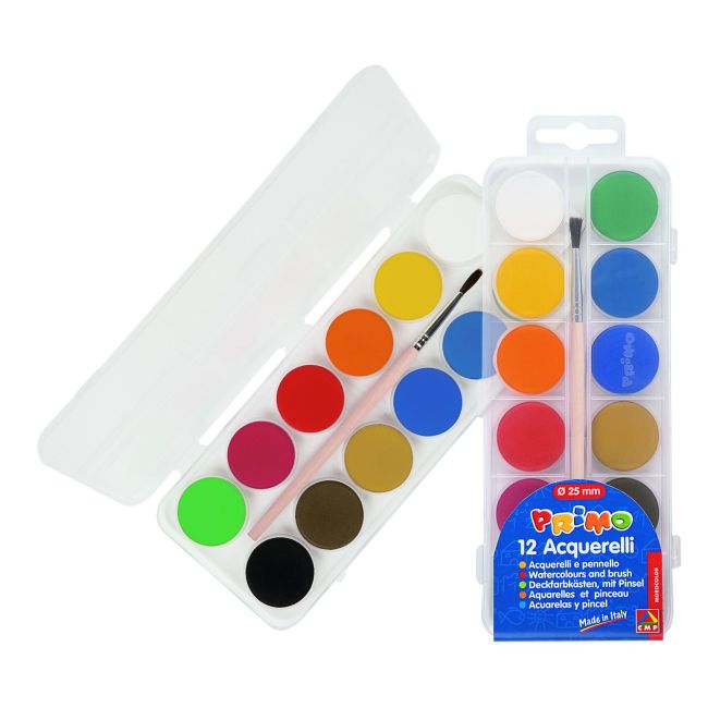 Acuarele Morocolor cu pensula diametru pastila 25mm 12 culor - NCRMC15570