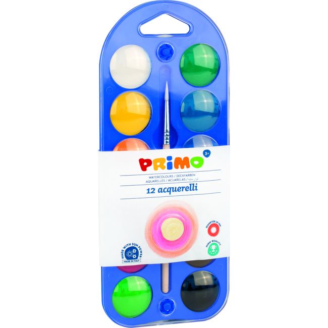 Acuarele Morocolor cu pensula diametru pastila 25mm 12 culori - NCRMC15401