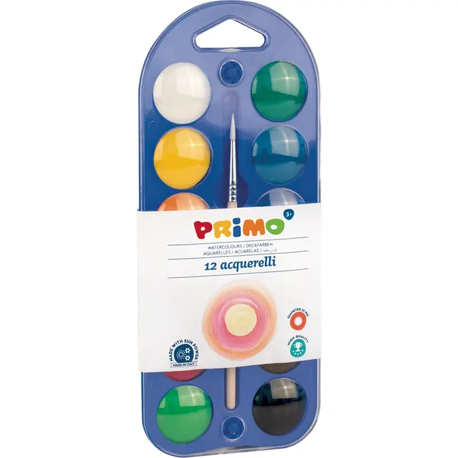 Acuarele Morocolor cu pensula diametru pastila 25mm 12 culori - NCRMC15401