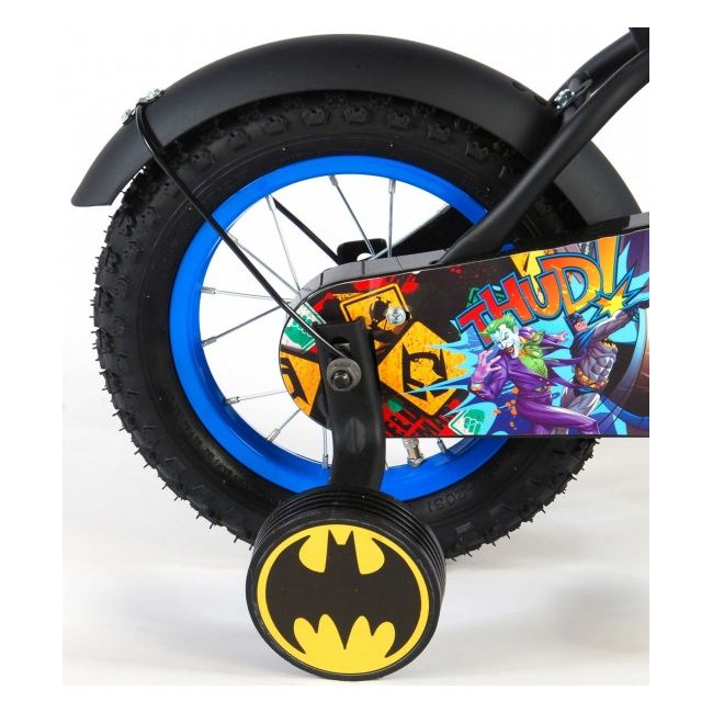 Bicicleta Volare pentru baieti 12 inch cu roti ajutatoare Batman partial montata - SOLVOL81234-IT