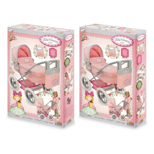 Carucior pentru papusi Saica Little Princess pliabil cu landou si gentuta accesorii  - SOLSA9498P