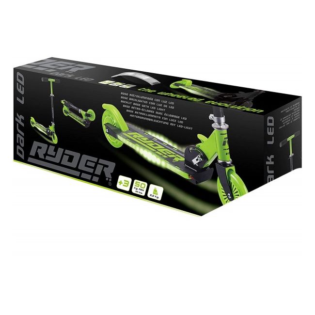 Trotineta pentru copii cu 2 roti Saica Ryder Dark Led Green  - SOLSA3221
