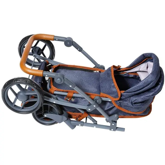 Carucior pentru papusi cu maner reversibil Juna Dark Blue BBX63530