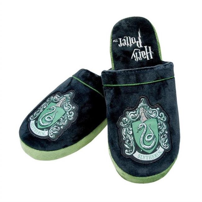 Papuci De Casa Slytherin Harry Potter Mule Slippers Black & Green Adult Large - VG89443