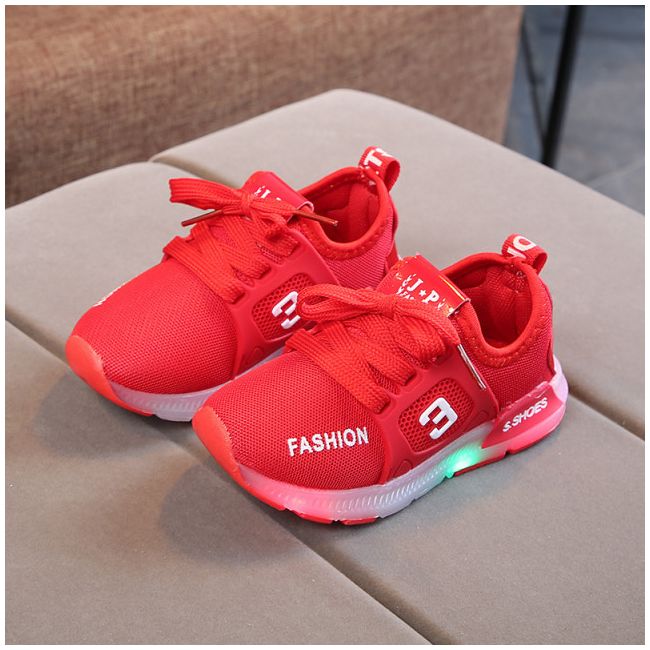 Adidasi rosii cu luminite - Fashion - MBB333-1-bo5.Marimea 22